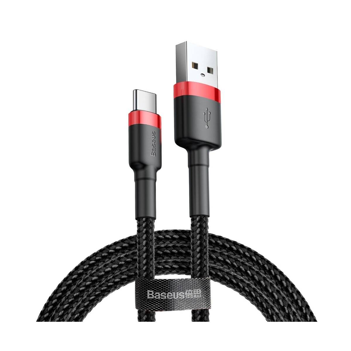 Baseus Cafule Cable durabel Kabel mit Nylon geflochtenes Ladekabel USB / USB-C QC3.0 3A 1M schwarz-rot (CATKLF-B91)
