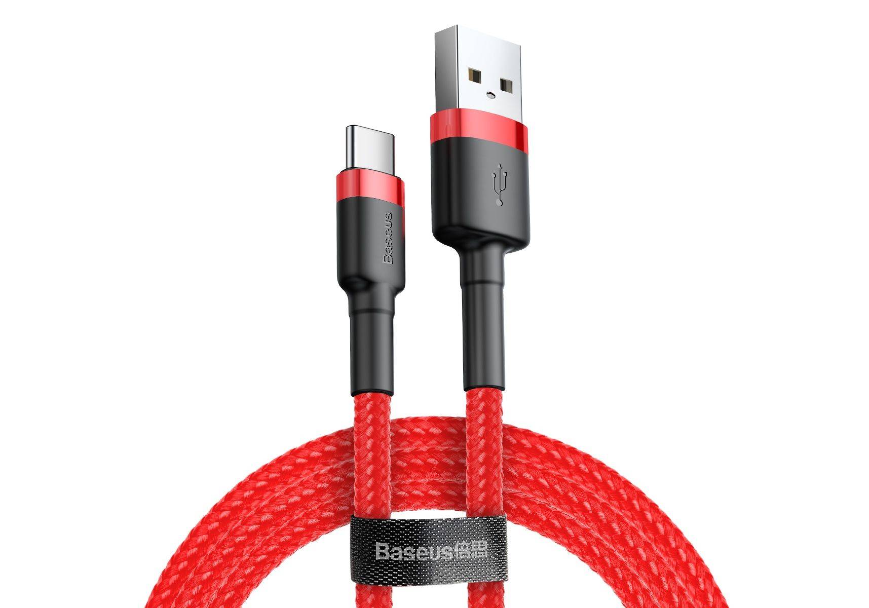 Baseus Cafule Cable durabel Kabel mit Nylon geflochtenes Ladekabel USB / USB-C QC3.0 2A 2M rot (CATKLF-C09)