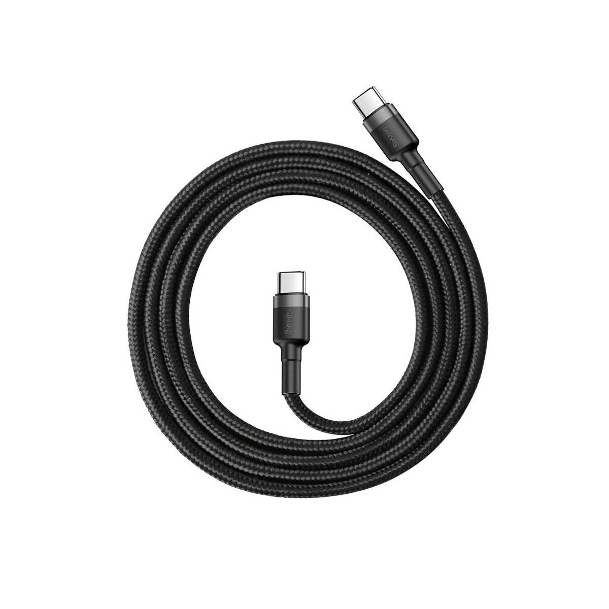 Baseus Cafule Kabel Strapazierfähiges Nylonkabel USB-C PD / USB-C PD PD2.0 60W 20V 3A QC3.0 1M Schwarz-Grau (CATKLF-GG1)