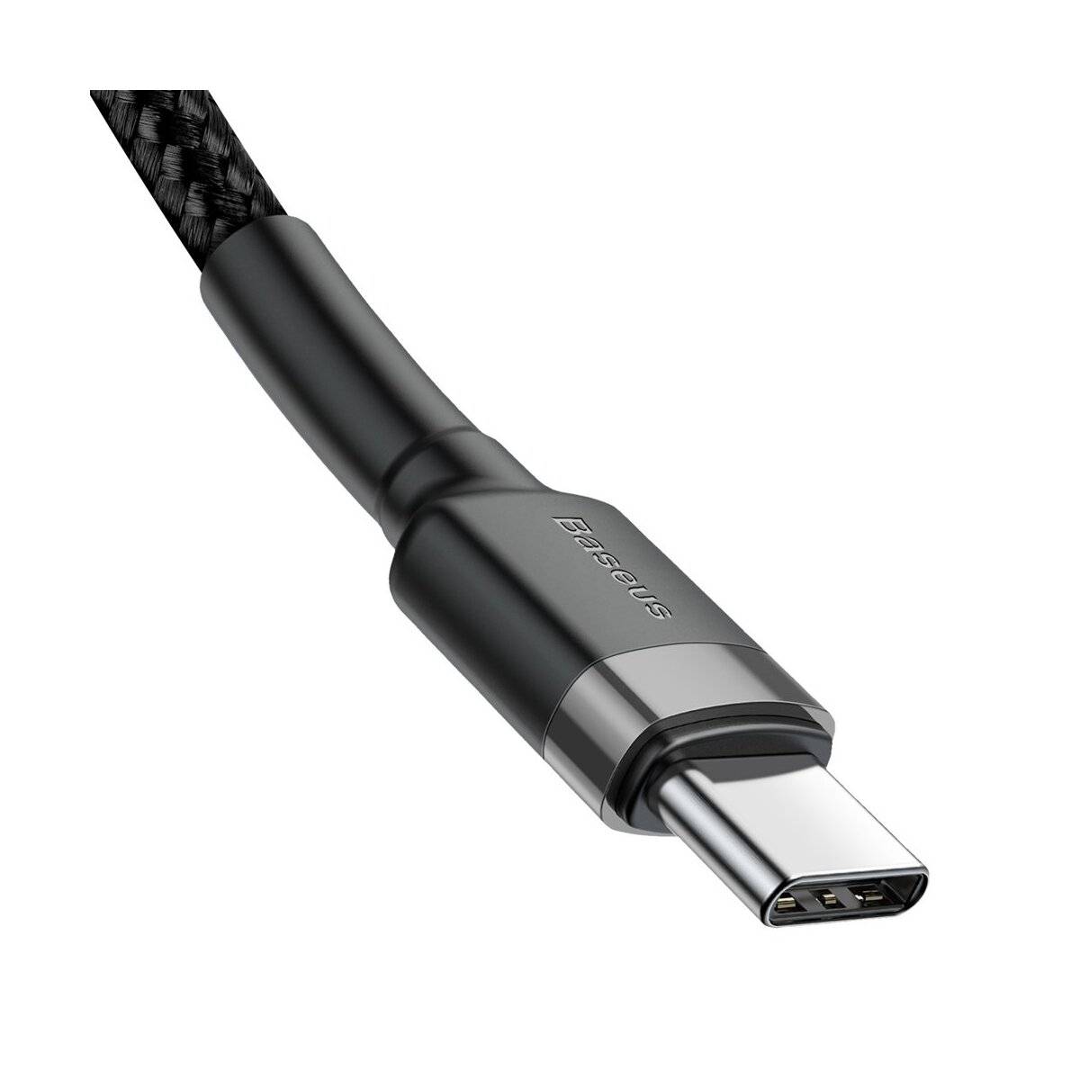 Baseus Cafule Kabel Strapazierfähiges Nylonkabel USB-C PD / USB-C PD PD2.0 60W 20V 3A QC3.0 1M Schwarz-Grau (CATKLF-GG1)