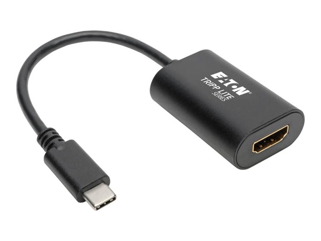 Eaton Tripp Lite USB-C zu HDMI-Adapterkabel mit USB-C-Stecker und HDMI-Buchse auf weißem Hintergrund.