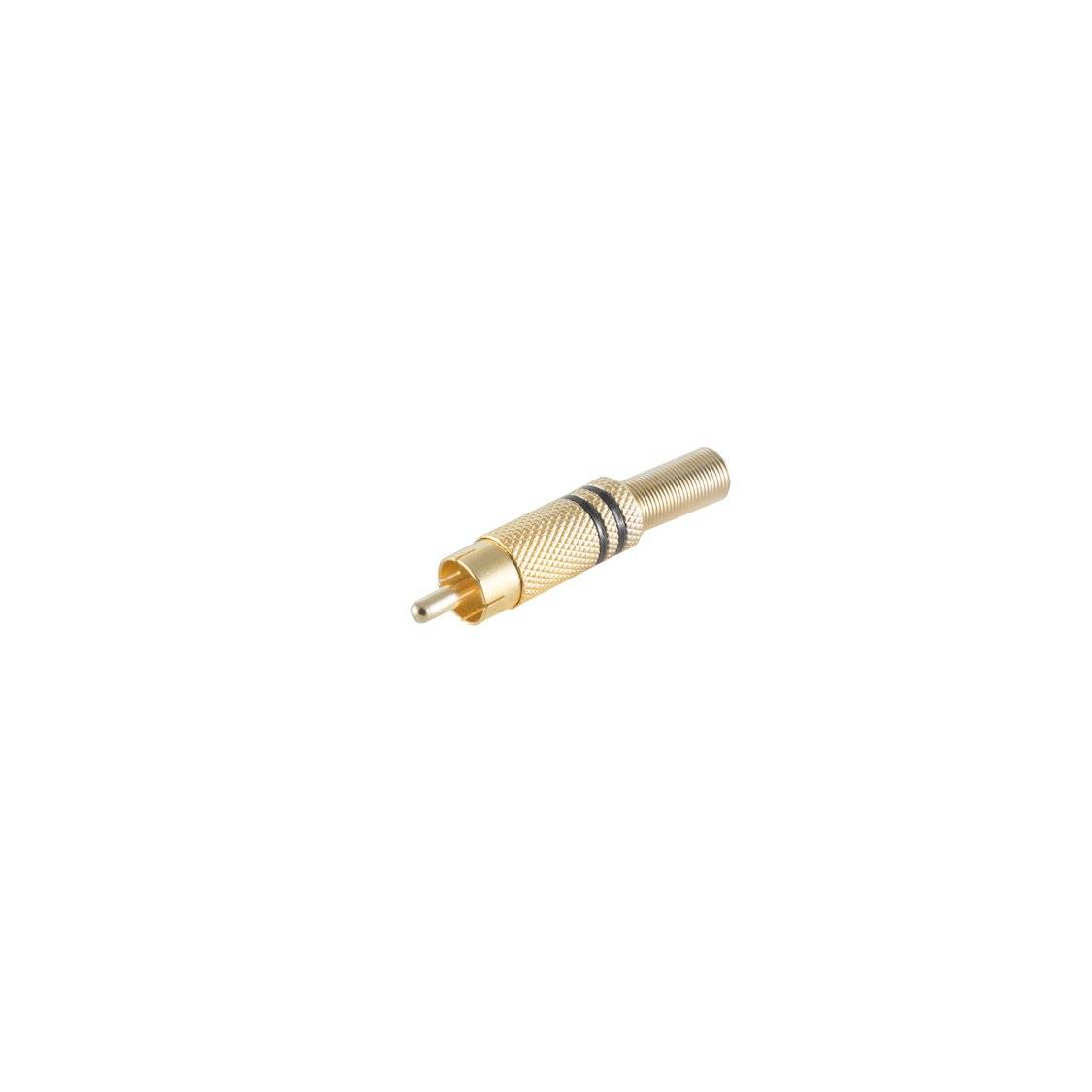 Cinchstecker Metall vergoldet, 6mm, schwarz