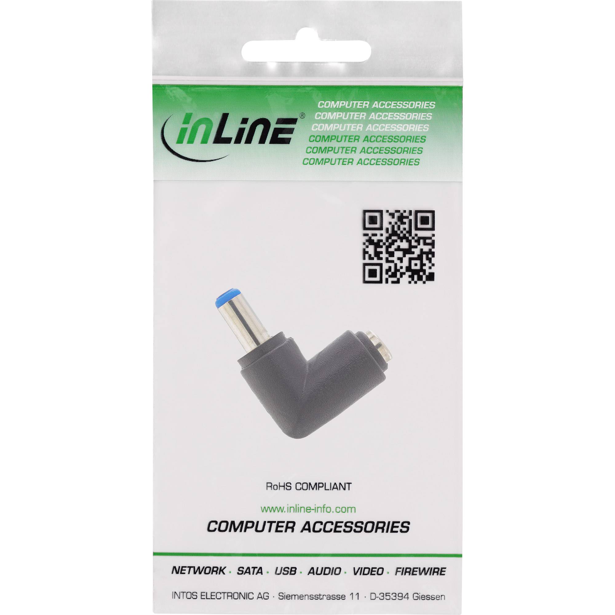 INLINE - DC Adapter - 5,5x2,1mm DC Hohlstecker Stecker / Buchse gewinkelt