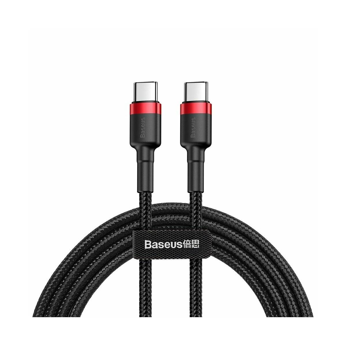 Baseus Cafule Kabel Strapazierfähiges Nylonkabel USB-C PD / USB-C PD PD2.0 60W 20V 3A QC3.0 1M Schwarz-Rot (CATKLF-G91)