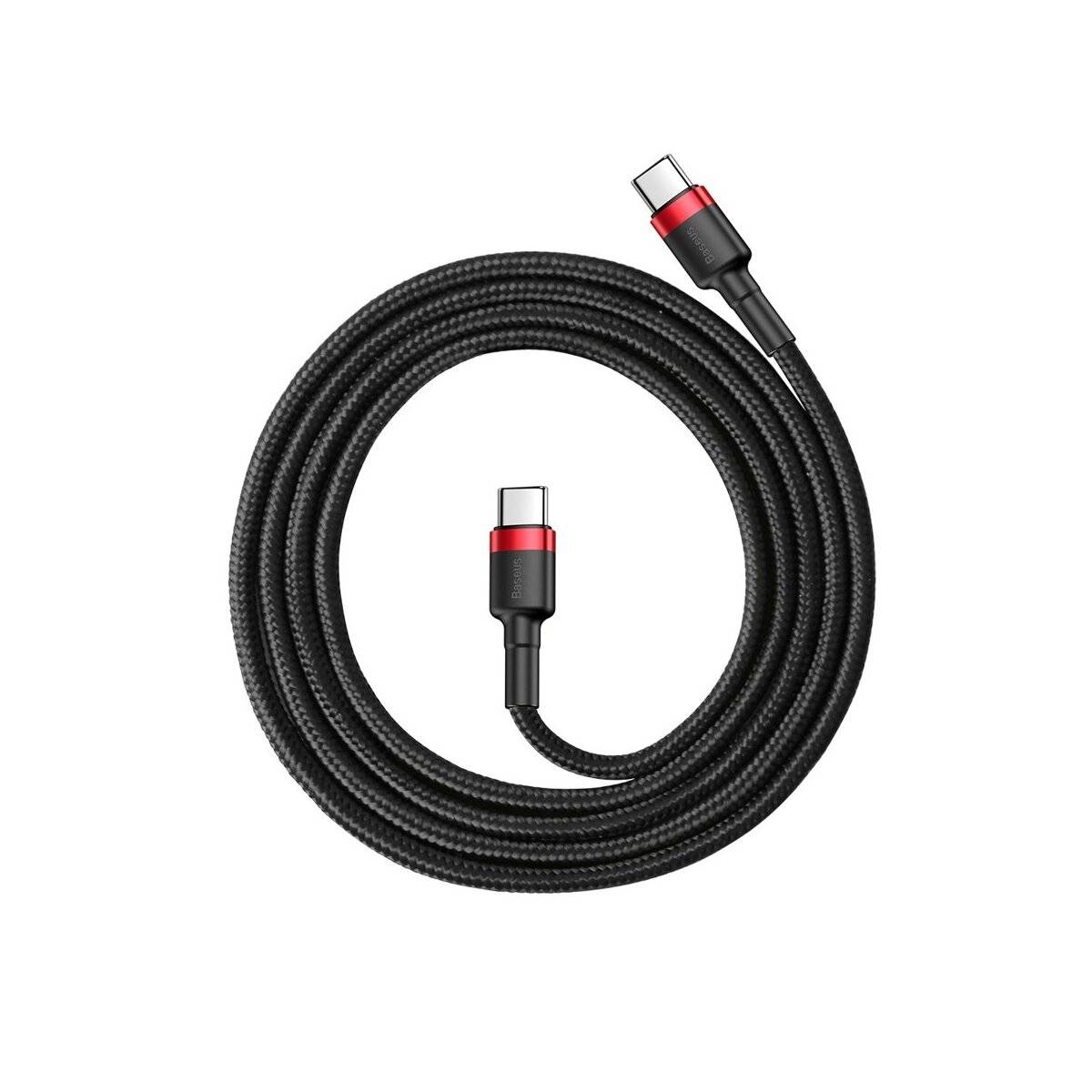 Baseus Cafule Kabel Strapazierfähiges Nylonkabel USB-C PD / USB-C PD PD2.0 60W 20V 3A QC3.0 1M Schwarz-Rot (CATKLF-G91)