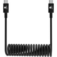 DEQSTER Spiral Ladekabel USB-C auf USB-C, flexibel, dehnbar, ausziehbar, schwarz