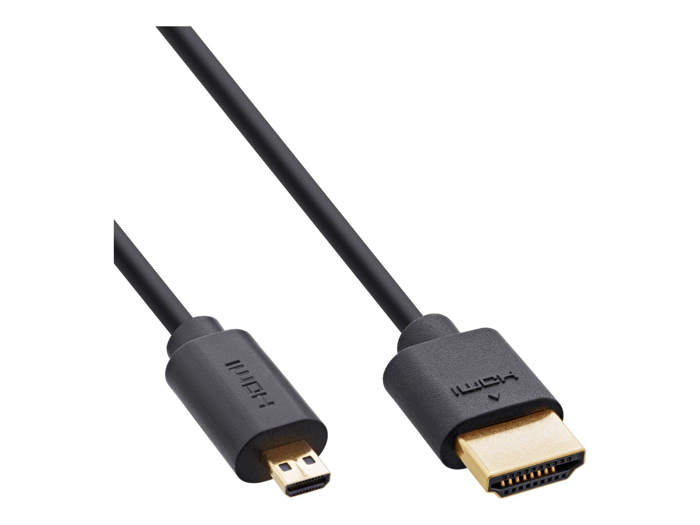 Schwarzes HDMI-Kabel mit vergoldeten Anschlüssen auf weißem Hintergrund.