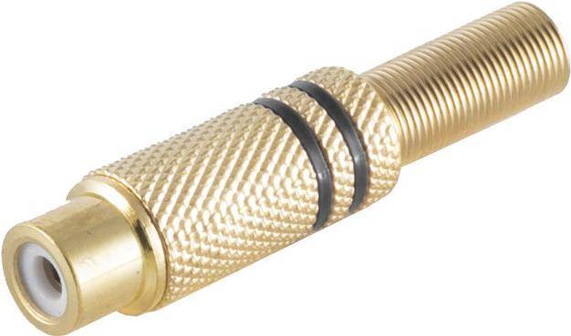 shiverpeaks BASIC-S Cinchkupplung, Metall, vergoldet schwarz für Kabel bis 6 mm Durchmesser, zum selber löten, im Poly-