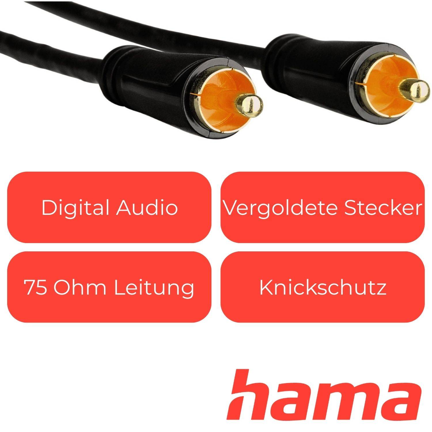 Digital Cinch-Kabel (1:1) 1,5m vergoldet