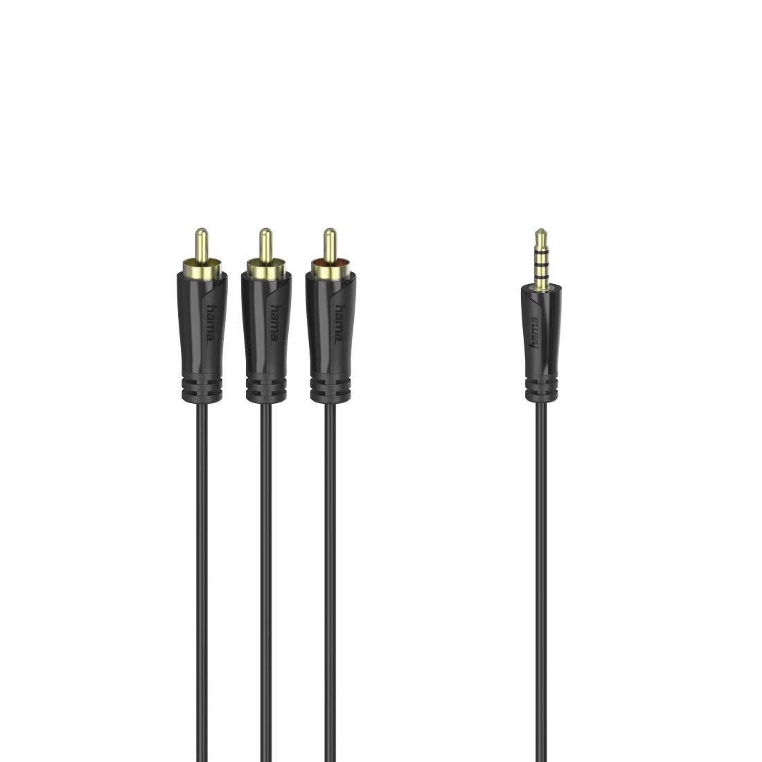 Hama Verbindungskabel, 3,5-mm-Klinken-Stecker 4-pol. - 3 Cinch-Stecker, 1,5 m
