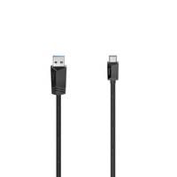 Schwarzes USB-Kabel mit einem Standard-USB-A-Stecker auf der einen Seite und einem USB-C-Anschluss auf der anderen Seite