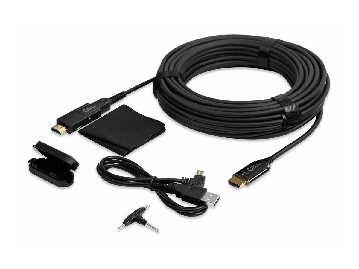 MicroConnect Premium - Kit HDMI-Kabel mit Ethernet - 40 m - Hybrid Kupfer/Kohlefaser - Schwarz - HAOC-Kabel (Hybrid Acti