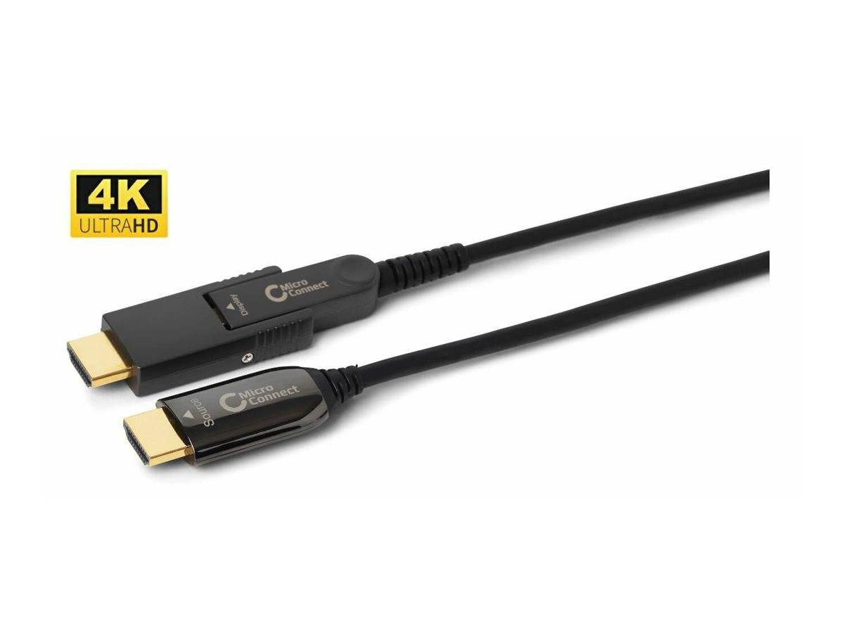 MicroConnect Premium - Kit HDMI-Kabel mit Ethernet - 40 m - Hybrid Kupfer/Kohlefaser - Schwarz - HAOC-Kabel (Hybrid Acti