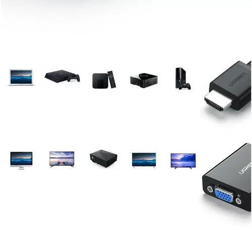 Ugreen Adapter HDMI - VGA Micro USB / Audio 3,5 mm Miniklinke schwarz Ugreen Adapter HDMI - VGA Micro USB / Audio 3,5 mm Miniklinke schwarz