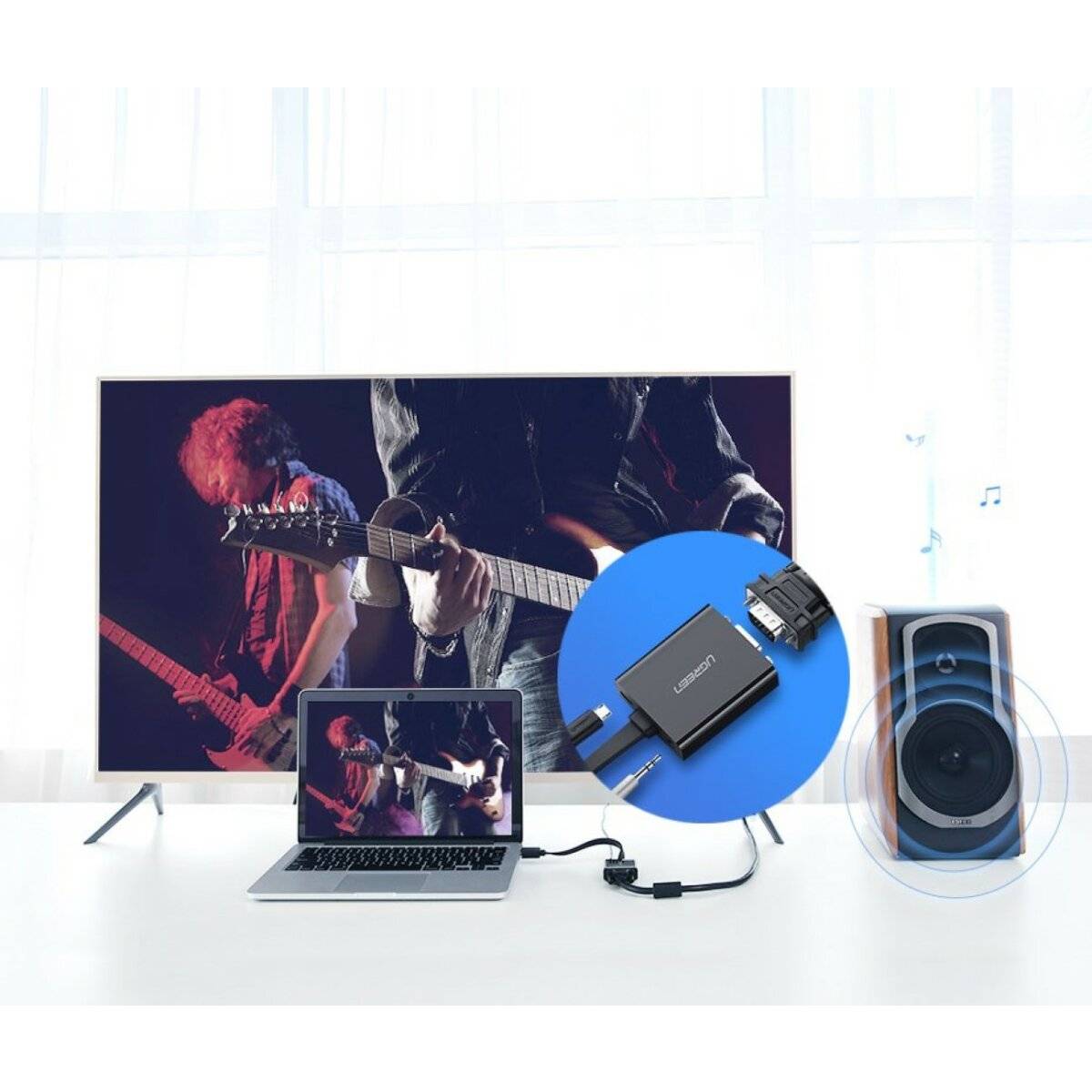 Ugreen Adapter HDMI - VGA Micro USB / Audio 3,5 mm Miniklinke schwarz