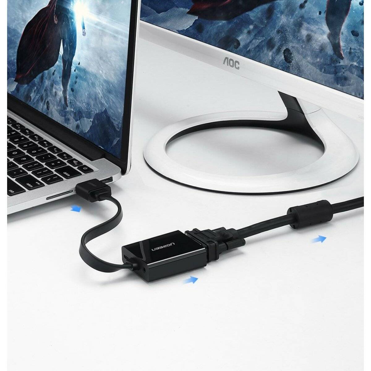 Ugreen Adapter HDMI - VGA Micro USB / Audio 3,5 mm Miniklinke schwarz