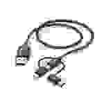 Hama 3in1 - Lade-/Datenkabel - USB männlich zu Lightning, USB-C männlich