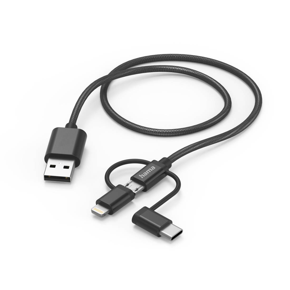 Hama 3in1 - Lade-/Datenkabel - USB männlich zu Lightning, USB-C männlich