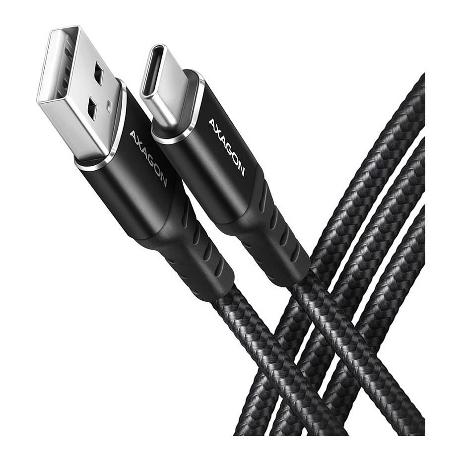 AXAGON BUCM-AM10AB USB-C zu USB-A Kabel, 1m, USB 2.0, 3A, geflochten - schwarz Kabel & Adapter