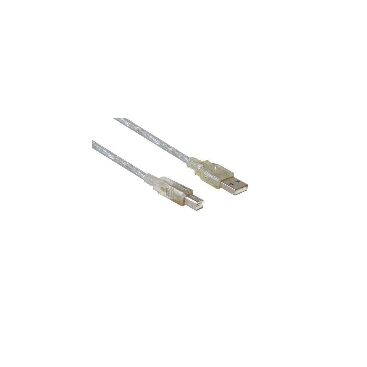 Anschlusskabel USB 2.0 Stecker A an Stecker B, transparent, 0,6m