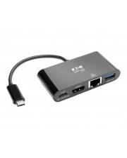 Tripp Eaton Lite Series USB C to HDMI Multiport Video Adapter Converter w/ USB-A Hub USB-C PD Charging Port & Gigabit Ethernet Thunderbolt