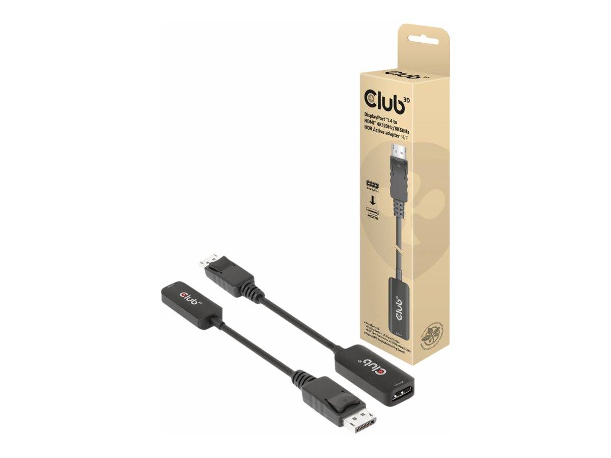 Club 3D Videoadapter - DisplayPort männlich zu HDMI weiblich - 10 cm - aktiv, Support von 4K 120 Hz, unidirektional, unterstützt 8K 60 Hz (7680 x 43