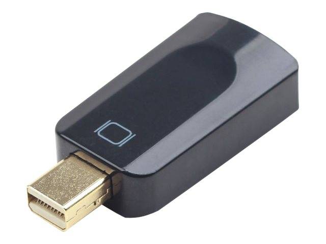 Ein schwarzer HDMI-Adapter mit goldenem Anschlussende, verwendet zum Anschluss von Geräten an einen Bildschirm.