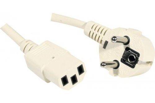 Netzanschlusskabel, Schutzkontaktstecker abgewinkelt an Kaltgerätebuchse C13, beige, 1,8 m