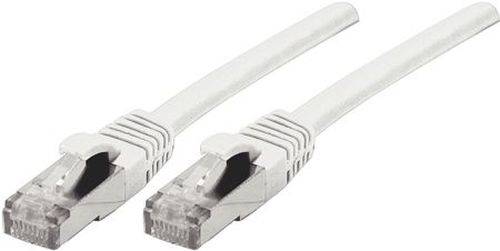 Patchkabel Cat. 6A, S/FTP (PiMF), halogenfrei, mit Rastnasenschutz, weiß, 10,0 m