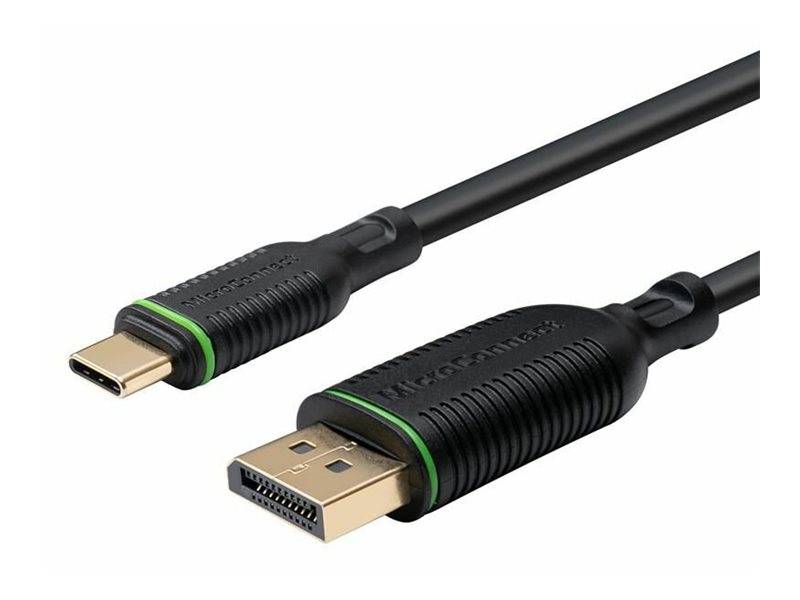 Schwarzes HDMI-Kabel mit vergoldeten Steckern auf weißem Hintergrund, wobei die beiden Kabelenden und grünen Akzentring betont werden.