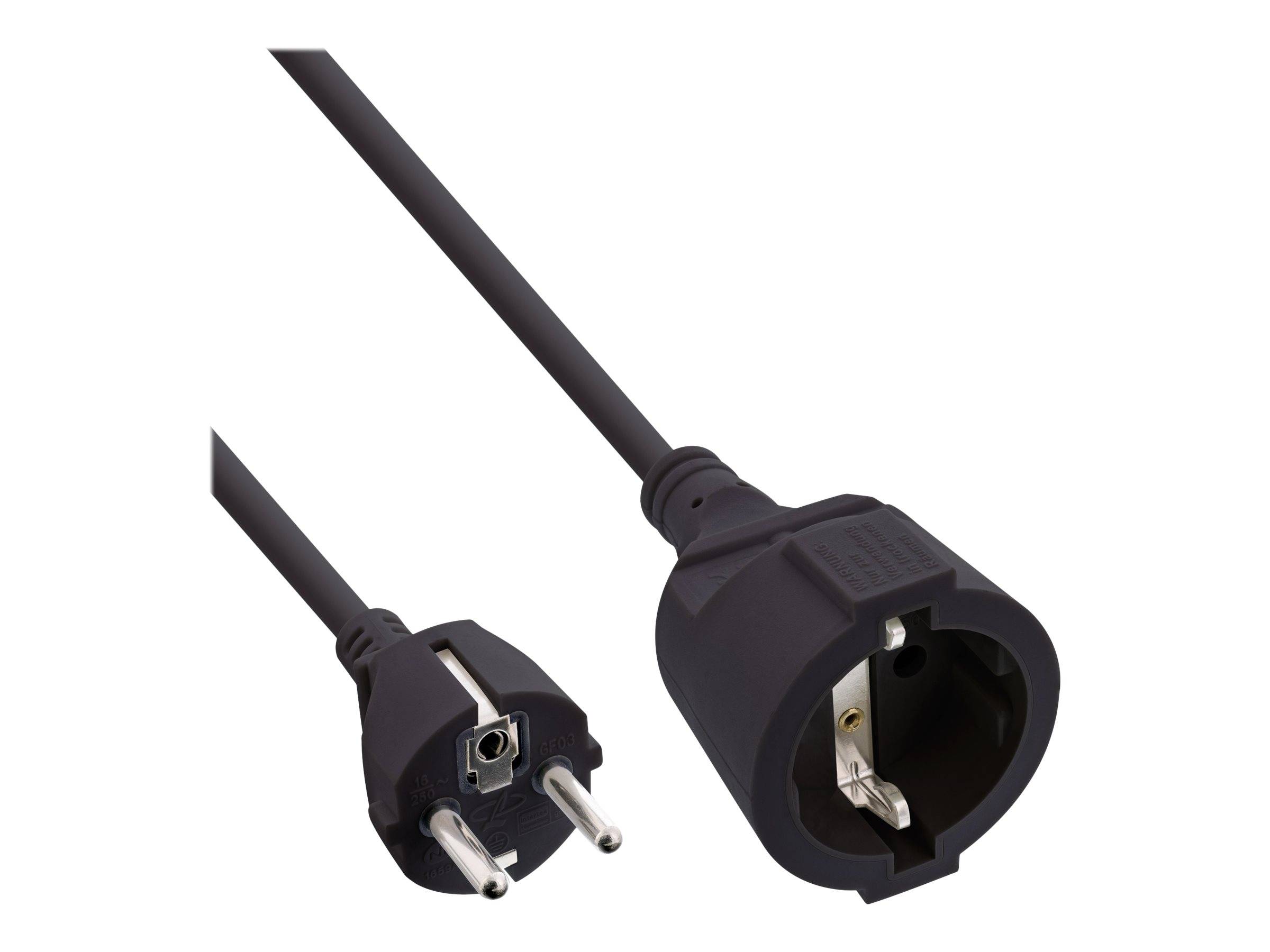 INLINE - Schutzkontakt-Verlängerung ST / BU - schwarz - 20m