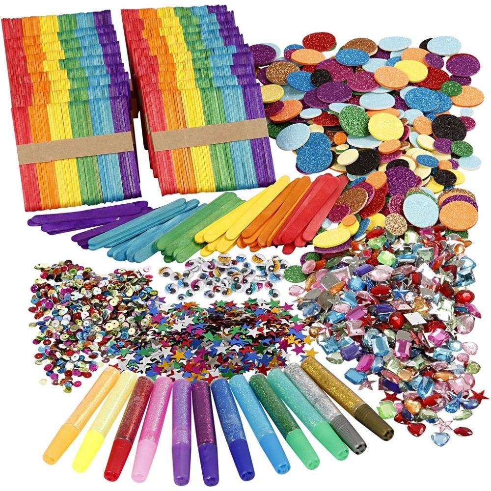 Creativ Company DIY Kit - Glitter & Wood Sticks Mega Set 97435