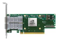 NVIDIA-PCIe-Grafikkarte mit Metallhalterung und großem Kühlkörper, isoliert auf weißem Hintergrund dargestellt.