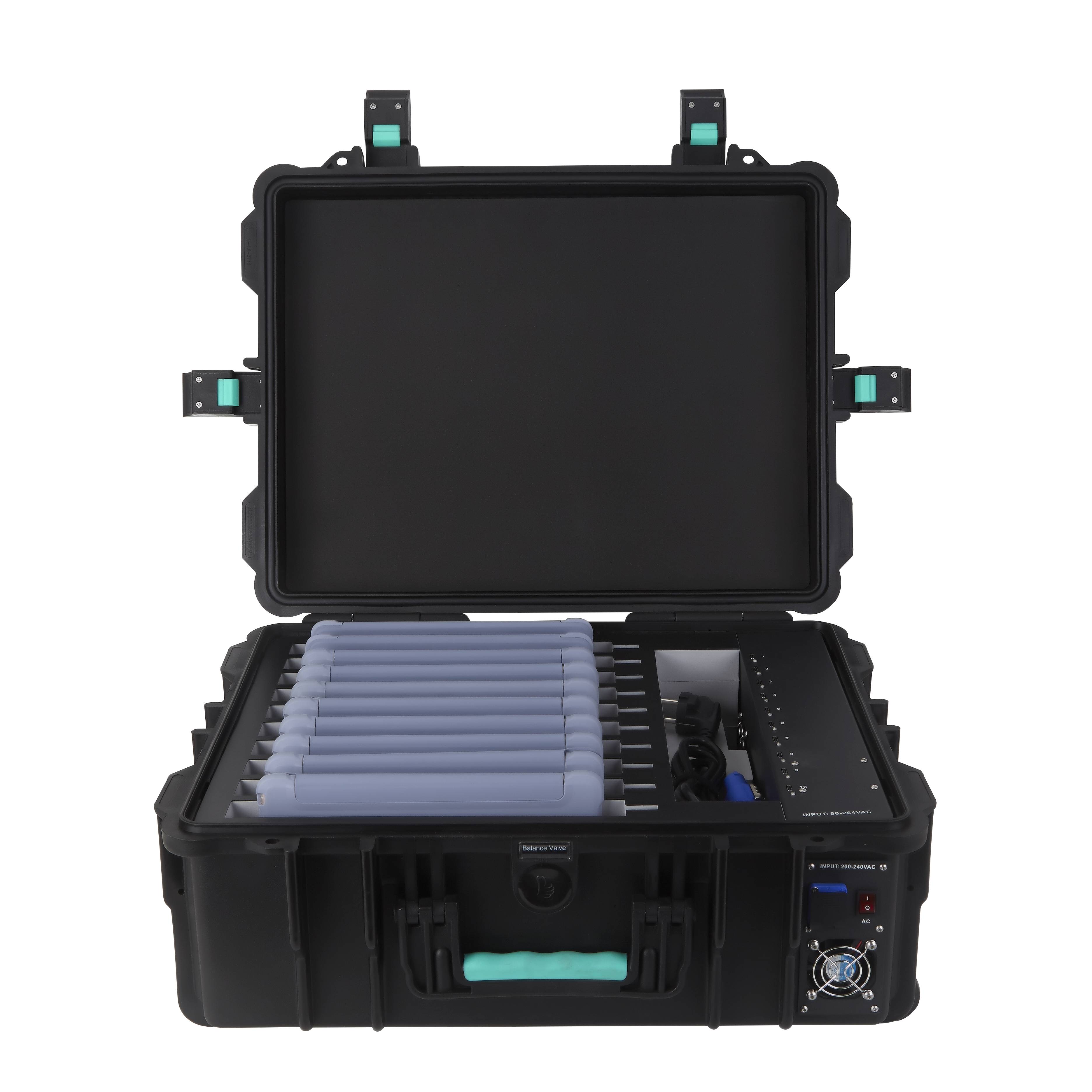 DEQSTER - KT10C USB-C Tablet-Koffer (2. Gen.) für 10 Tablets - Ladekoffer - iPad Koffer, schwarz, robust, stabil