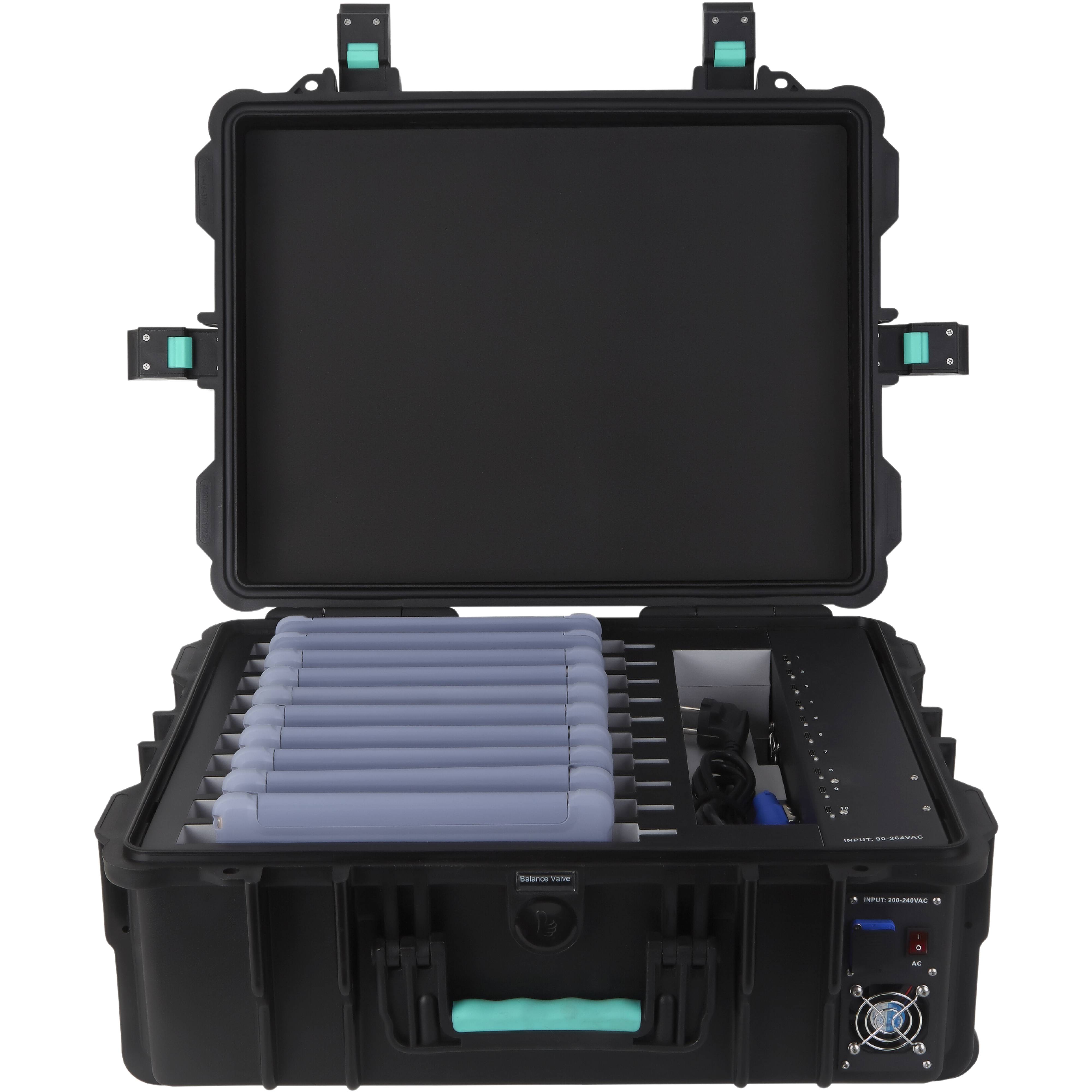 DEQSTER - KT10C USB-C Tablet-Koffer (2. Gen.) für 10 Tablets - Ladekoffer - iPad Koffer, schwarz, robust, stabil