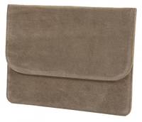 Braune Wildleder-Laptop-Tasche mit Klappenver­schluss