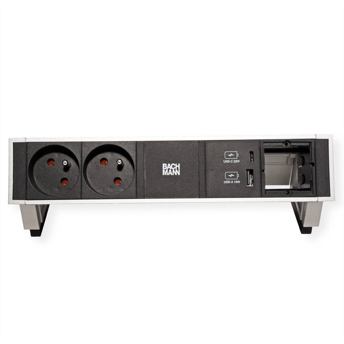 BACHMANN DESK2 2xUTE 1xUSB A&C 22W 1xCM 0,2m GST18 INOX
