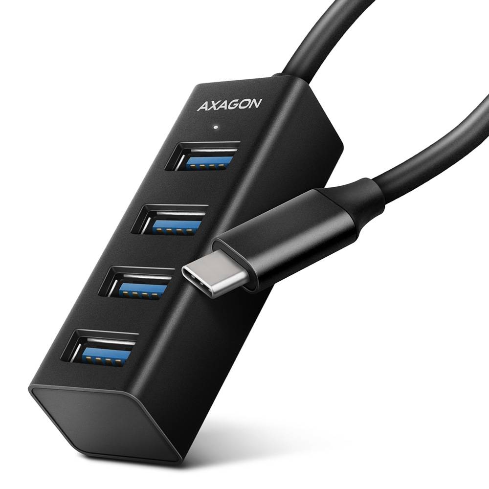 AXAGON HUE-M1C Superspeed USB-C Mini Hub 4x USB 3.0 - 20cm schwarz