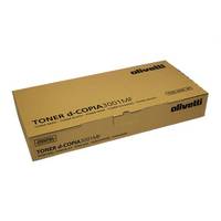 Eine braune Olivetti-Tonerkartusche in einer Box mit der Aufschrift „TONER d-Copia 3001MF