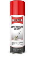 Ballistol 'Starthilfe-Spray' Sprühdose, 200 ml, mit roter Kappe und einem Zündkerzenbild auf dem Etikett.