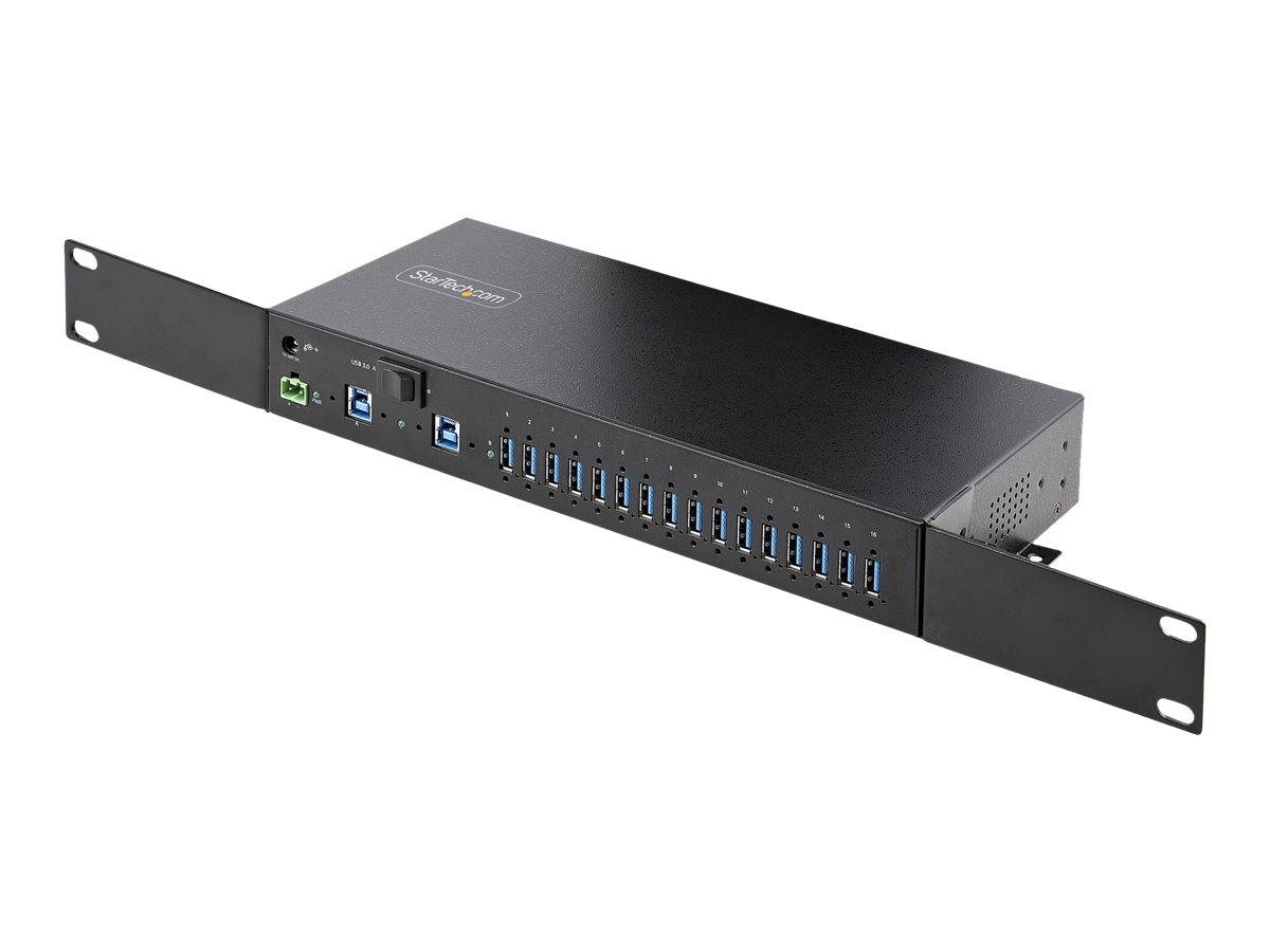 StarTech.com 16-Port Industrial USB 3.0 Hub 5Gbps, Metal, DIN/Surface/Rack Mountable, ESD Protection, Terminal Block Pow