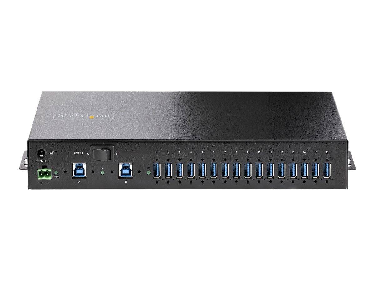 StarTech.com 16-Port Industrial USB 3.0 Hub 5Gbps, Metal, DIN/Surface/Rack Mountable, ESD Protection, Terminal Block Pow