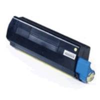 Eine schwarze Druckertonerkassette mit einer blauen Endkappe, auf weißem Hintergrund dargestellt.