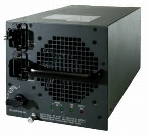 Schwarzes modulares Stromversorgungsgerät mit Kühlerlüftergitter, Stromsteckverbindern und Statusleuchten auf der Rückseite.