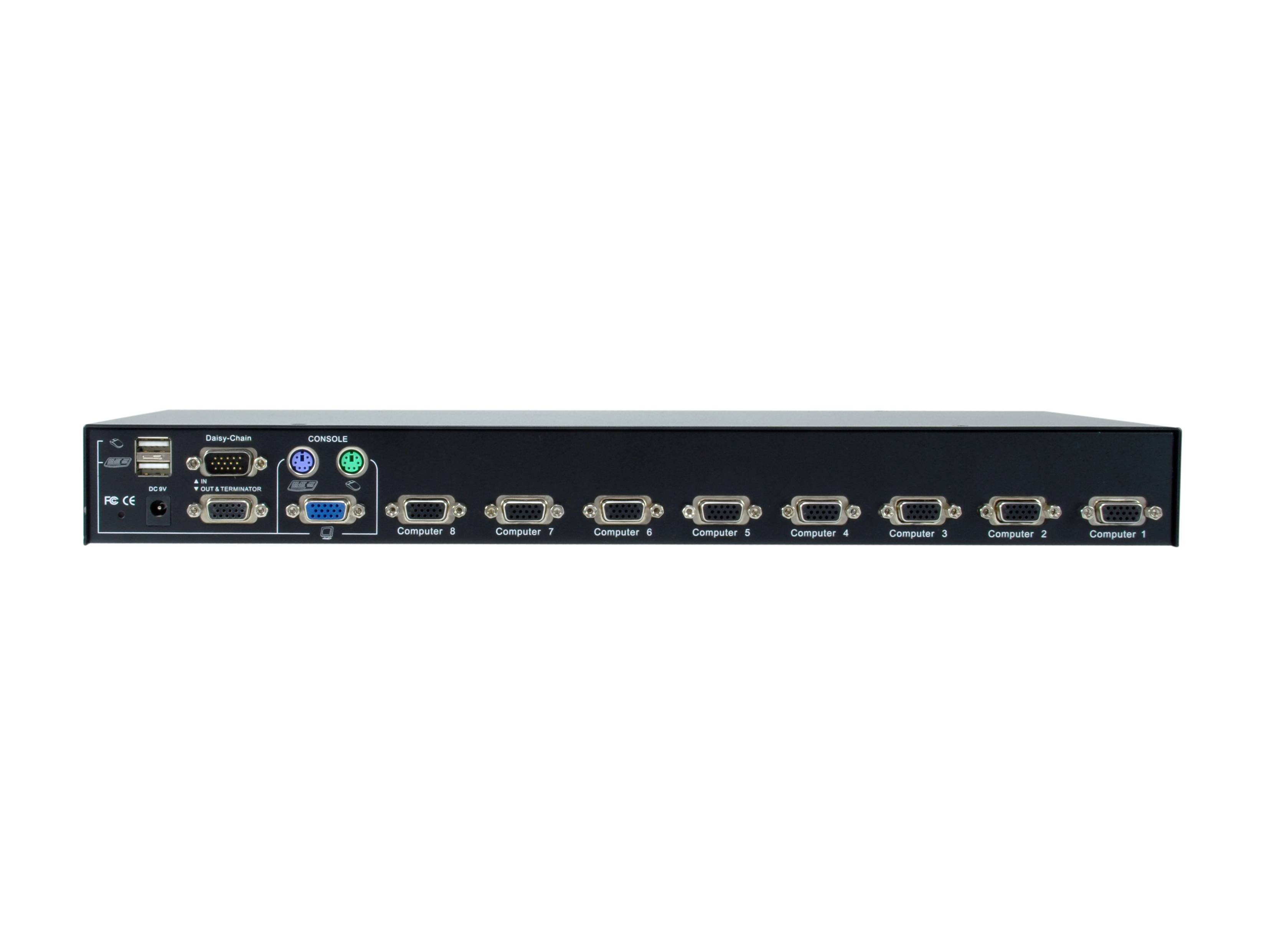 LevelOne 8-Port PS/2-USB VGA KVM Switch - 2048 x 1536 Pixel - Rack-Einbau - 1U - Schwarz