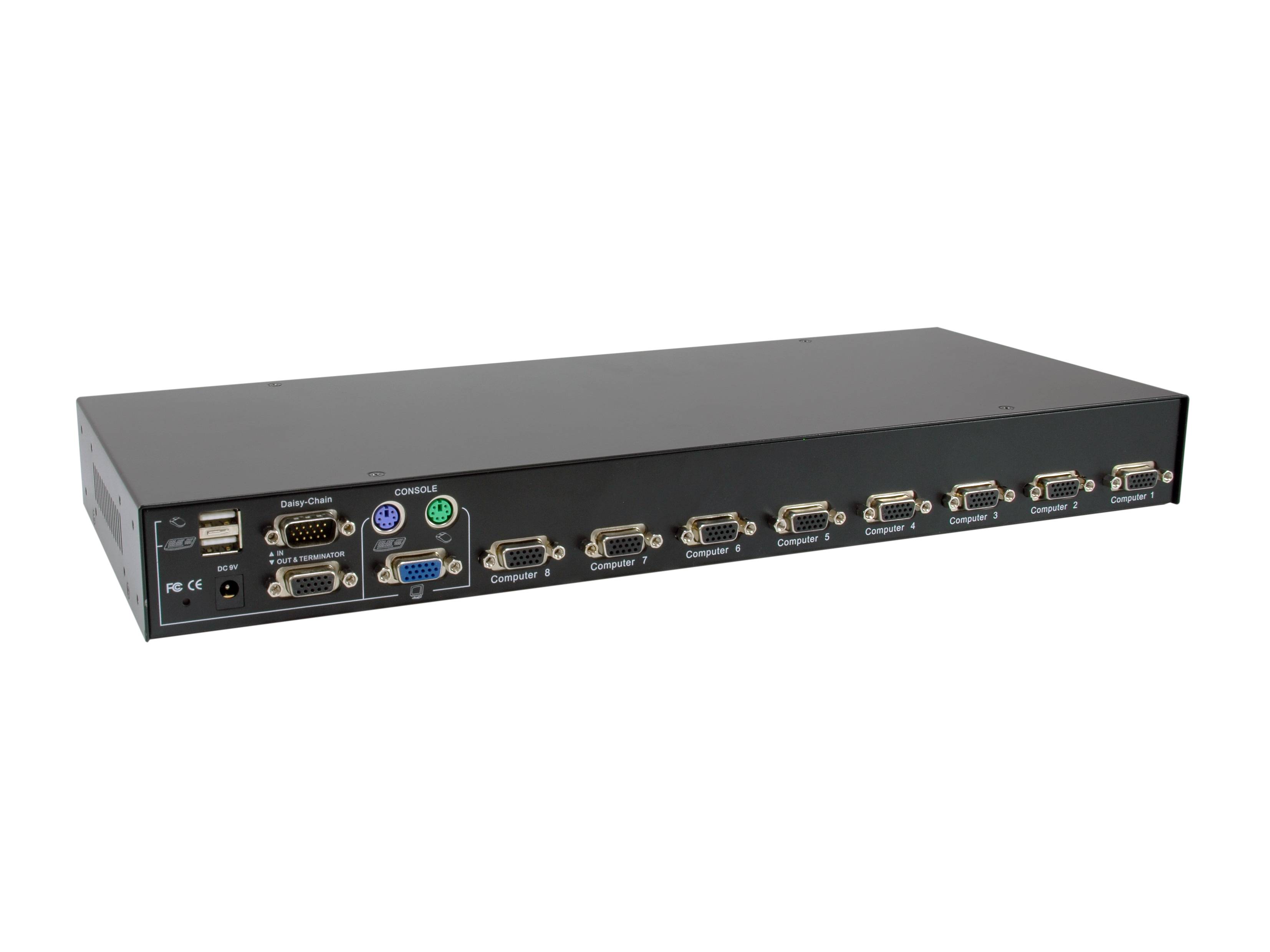 LevelOne 8-Port PS/2-USB VGA KVM Switch - 2048 x 1536 Pixel - Rack-Einbau - 1U - Schwarz