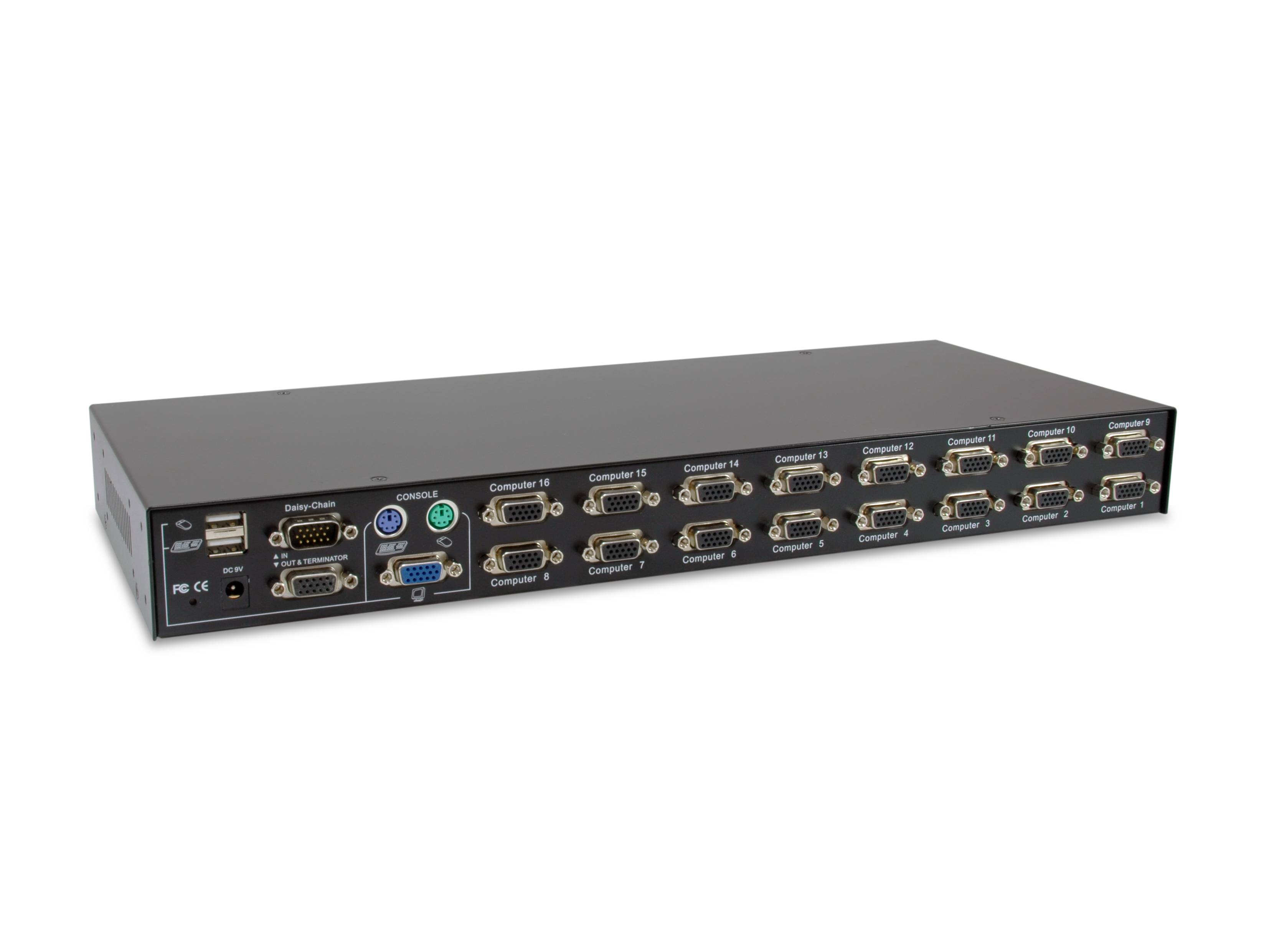 LevelOne 16-Port PS/2-USB VGA KVM Switch - 2048 x 1536 Pixel - Rack-Einbau - 1U - Schwarz