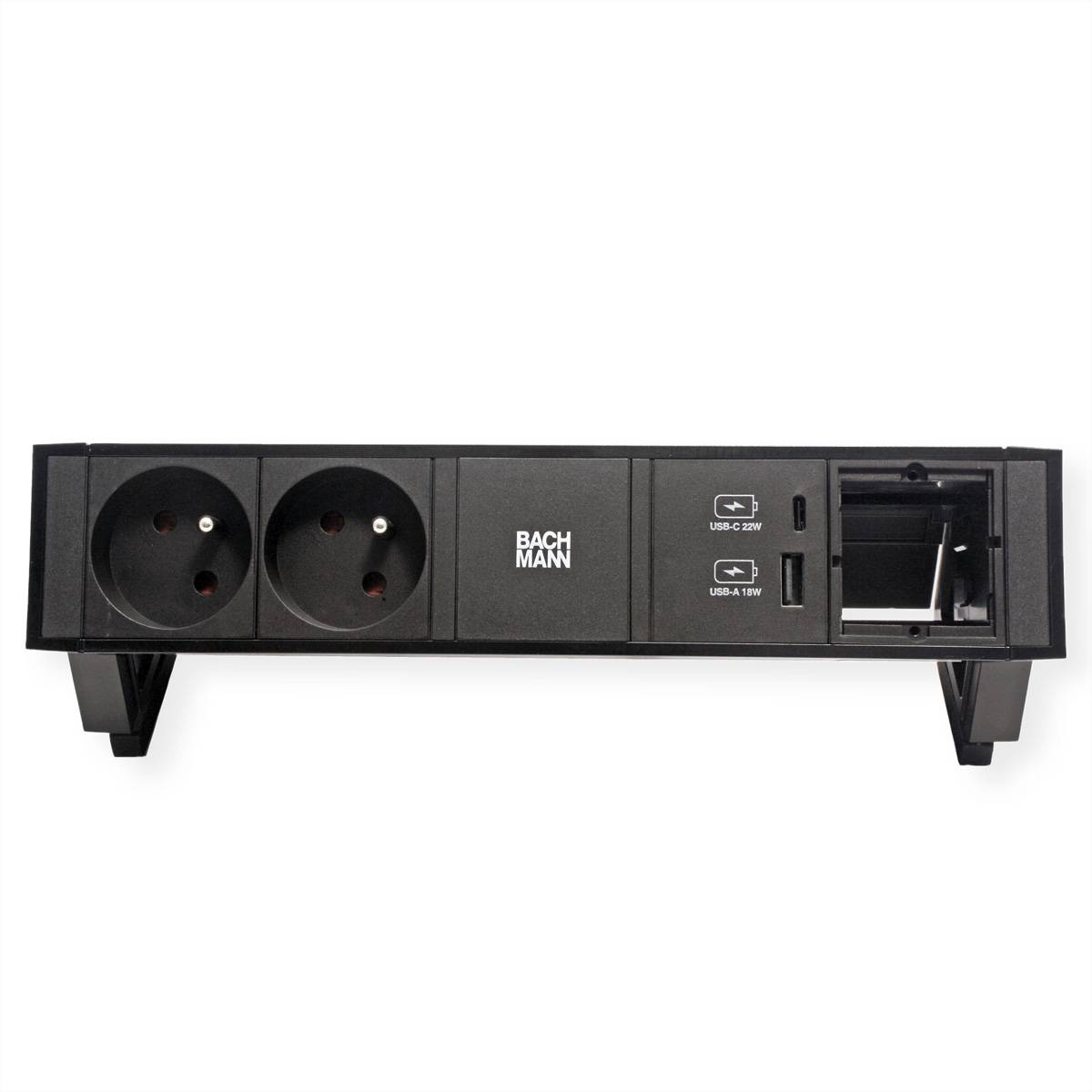 BACHMANN DESK2 2xUTE 1xUSB A/C 22W 1xCM 0,2m GST18 RAL9005