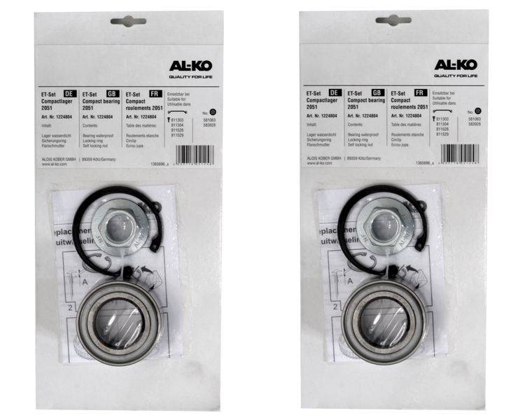 ALKO - Radlager für eine Achse - 1224804 Lager 72/39x37 mm + Radmutter + Sicherung