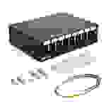 hb-digital Patchpanel 8 Port für Keystone Module Patchfeld Gehäuse schwarz